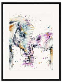 Gerahmter Kunstdruck Elefantenliebe