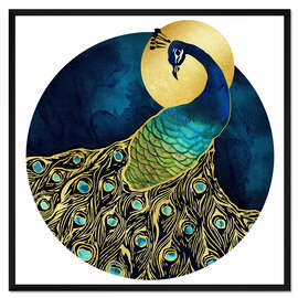Gerahmter Kunstdruck Goldener Pfau
