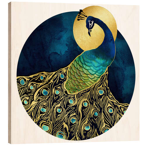 Wood print Golden Peacock