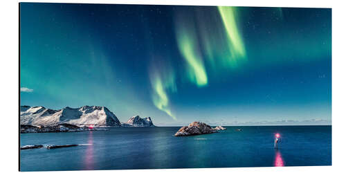 Aluminium print Aurora Borealis over the ocean in Northern Norway