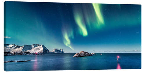 Canvas print Aurora Borealis over the ocean in Northern Norway