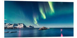 Foam board print Aurora Borealis over the ocean in Northern Norway