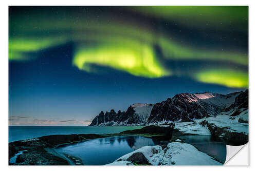 Naklejka na ścianę Aurora Borealis above the island of Senja (Northern Norway)