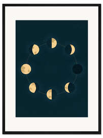 Gerahmter Kunstdruck Mondphasen-Kreis
