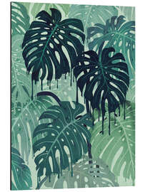 Aluminium print Monstera Melt (in Green)