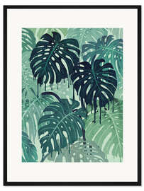 Gerahmter Kunstdruck Monstera Melt (in Green)