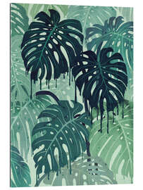 Tableau en plexi-alu Monstera Melt (in Green)