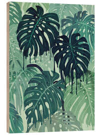 Wood print Monstera Melt (in Green)