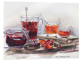 Akrylglastavla Watercolor still life with Jam jars