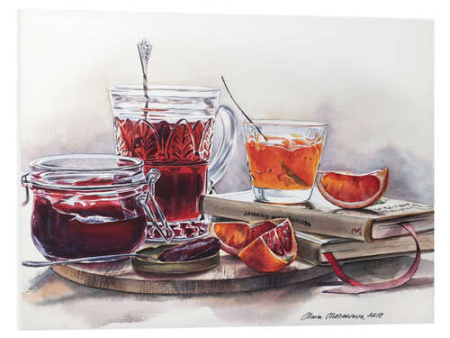 Foam board print Watercolor still life with Jam jars