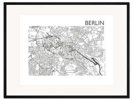 Gerahmter Kunstdruck Stadtplan von Berlin VII