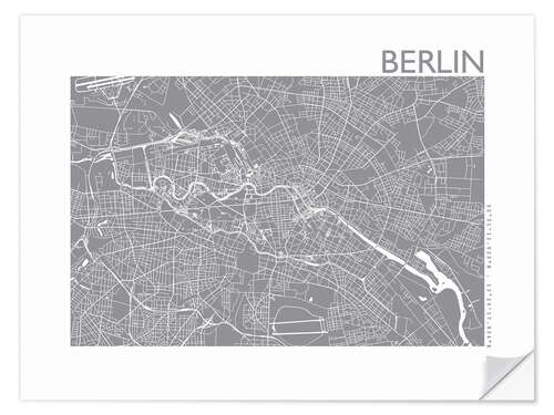 Selvklebende plakat City map of Berlin VI