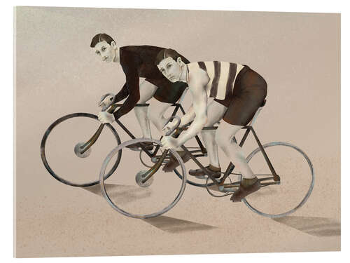 Acrylic print twin cyclists