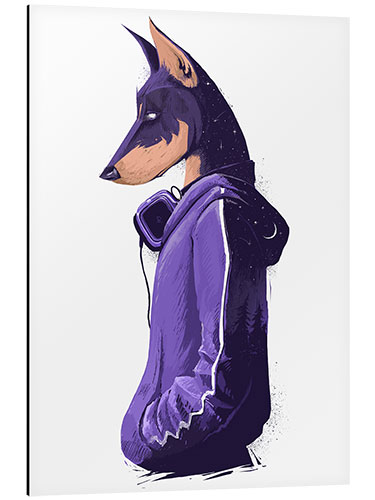 Aluminium print Night doberman