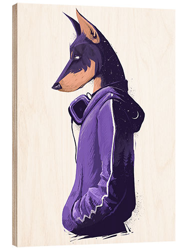 Wood print Night doberman