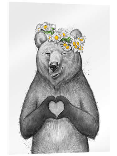 Acrylic print Girl bear with heart