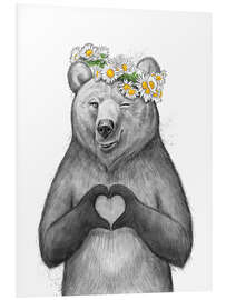 Foam board print Girl bear with heart