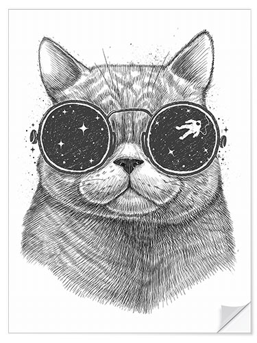 Selvklebende plakat Space cat