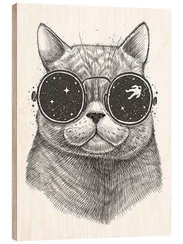 Trätavla Space cat