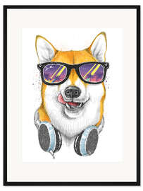 Gerahmter Kunstdruck Siba Inu in Gläsern