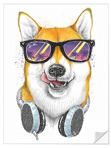 Wall sticker Siba inu in glasses