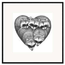 Ingelijste kunstdruk Heart from raccoons