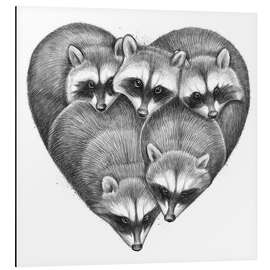Magnettafel Herz von Waschbären
