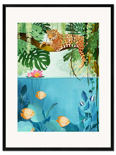 Stampa artistica con cornice Leopardo nascosto
