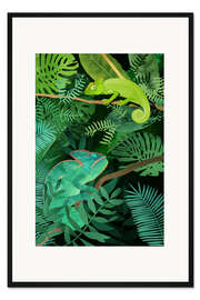 Gerahmter Kunstdruck Greenery-Chamäleons