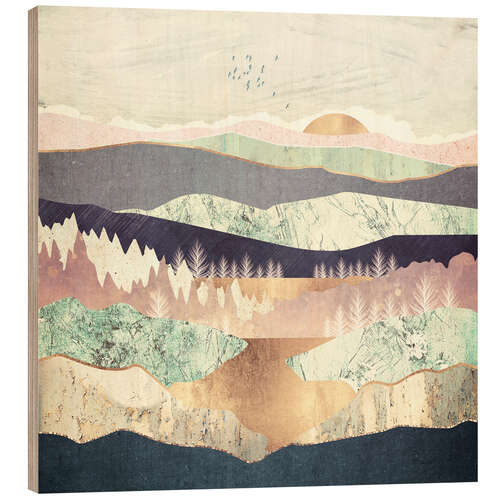 Wood print Golden spring