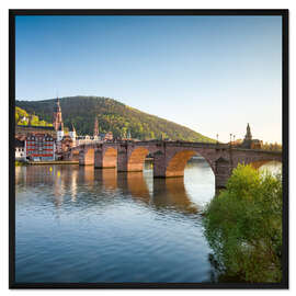 Gerahmter Kunstdruck Heidelberg Alte Brücke im Frühling, Baden-Württemberg, Deutschland