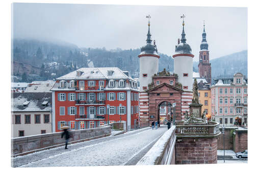 Akrylglastavla Heidelberg Old Bridge in winter, Baden-Wurttemberg, Germany