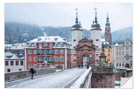 Selvklebende plakat Heidelberg Old Bridge in winter, Baden-Wurttemberg, Germany