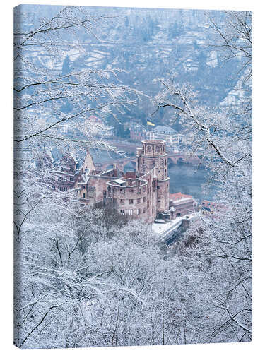 Leinwandbild Schloss im Schnee, Heidelberg, Baden-Württemberg, Deutschland