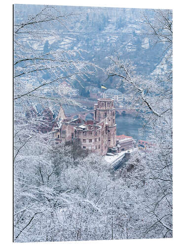 Gallery print Castle in the snow, Heidelberg, Baden-Wurttemberg, Germany