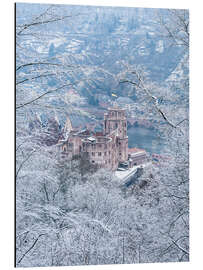 Magnettafel Schloss im Schnee, Heidelberg, Baden-Württemberg, Deutschland
