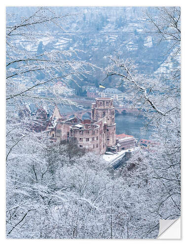 Autocolante decorativo Castle in the snow, Heidelberg, Baden-Wurttemberg, Germany