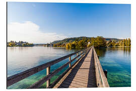 Tableau en aluminium Bridge to the monastery Werd on Lake Constance in Switzerland