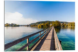 Tableau en plexi-alu Bridge to the monastery Werd on Lake Constance in Switzerland