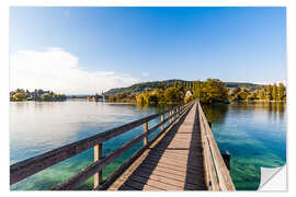 Naklejka na ścianę Bridge to the monastery Werd on Lake Constance in Switzerland