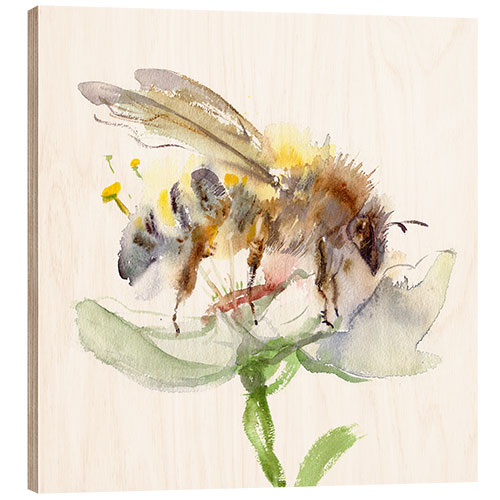 Wood print Honey bee