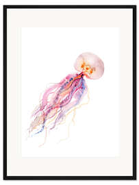 Gerahmter Kunstdruck Quallen rosa
