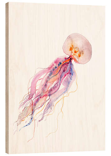 Wood print Jellyfish pink