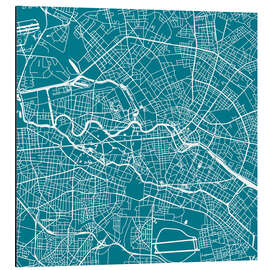 Cuadro de aluminio Mapa de la ciudad de Berlín IV