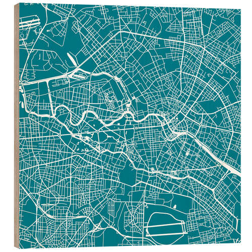 Quadro de madeira City map of Berlin IV