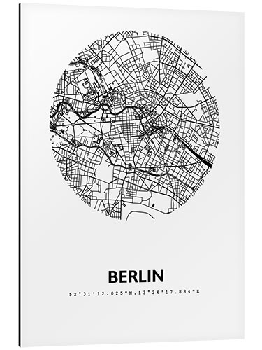 Aluminiumtavla City map of Berlin III