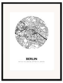 Gerahmter Kunstdruck Stadtplan von Berlin III