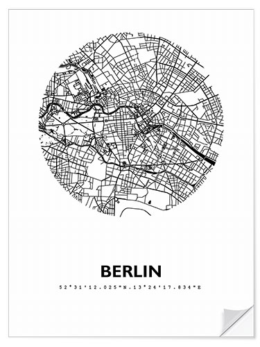 Wandsticker Stadtplan von Berlin III