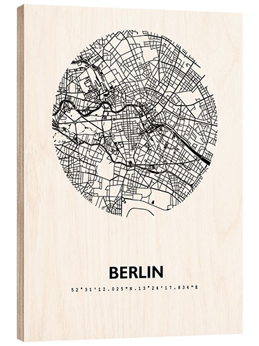 Wood print City map of Berlin III