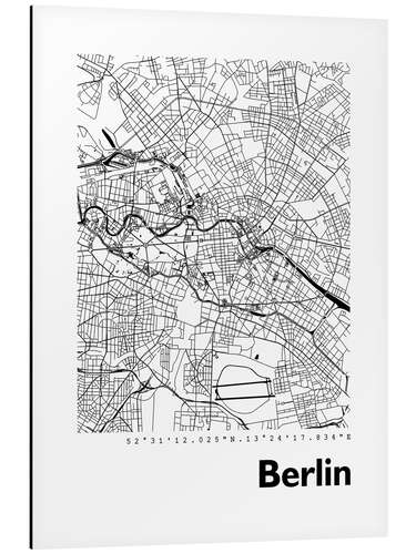 Alubild Stadtplan von Berlin II